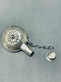 Unique Vintage Native American Navajo Handcarved Sterling Silver Flask-Nativo Arts