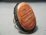 Ultra Impressive Vintage Native American Navajo Spiny Oyster Sterling Silver Ring Old-Nativo Arts