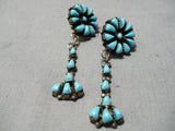 Fabulous Vintage Zuni Native American Navajo Turquoise Sterling Silver Earrings Old-Nativo Arts