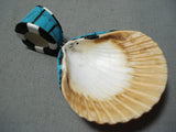 Native American Fabulous Vintage Santo Domingo Inlay Turquoise Jet Shell Pendant-Nativo Arts