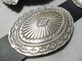 Magnificent Vintage Native American Navajo Old Kingman Turquoise Sterling Silver Concho Belt-Nativo Arts