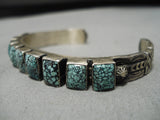 Museum Vintage Native American Navajo Squared Crow Springs Turquoise Sterling Silver Bracelet-Nativo Arts