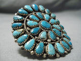 Impressive Vintage Navajo Turquoise Cluster Sterling Silver Bracelet Native American-Nativo Arts