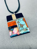 Native American Breathtaking Santo Domingo Inlay Turquoise Jet Spiny Sterling Silver Necklace-Nativo Arts