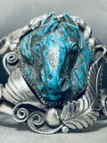 Important Francisco Gomez Hand Carved Horse Turquoise Sterling Silver Bracelet-Nativo Arts