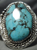 Rare Huge Vintage Native American Navajo Blue Diamond Turquoise Sterling Silver Bracelet Old-Nativo Arts