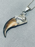 Authentic Vintage Native American Navajo Bear Sterling Silver Necklace-Nativo Arts