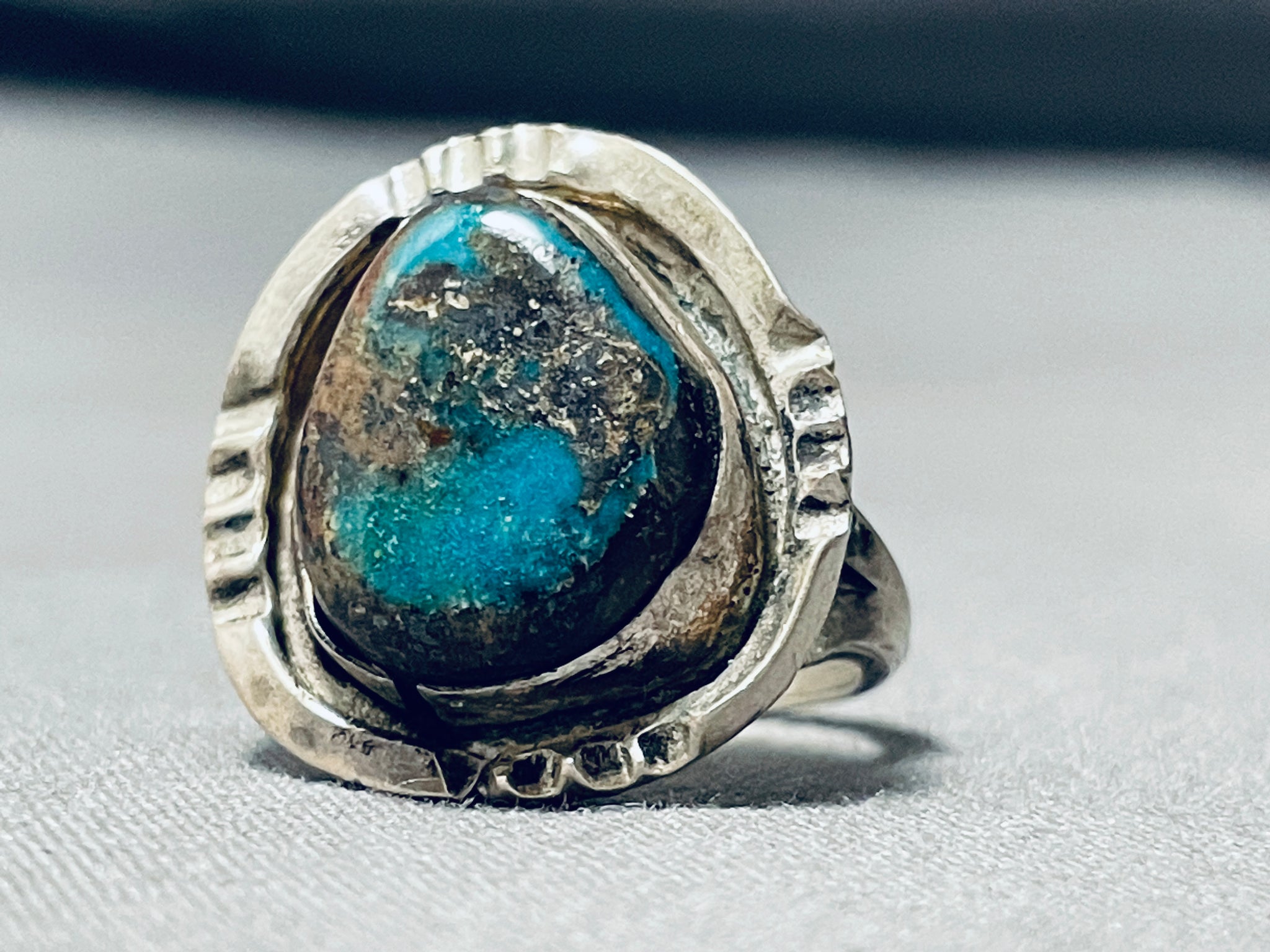 Morenci Turquoise & Sterling Silver Ring Size 8.5