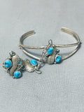 Beautiful Vintage Native American Navajo Turquoise Sterling Silve Rleaf Slave Bracelet-Nativo Arts