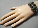 Very Rare!! Vintage Native American Navajo Jade Sterling Silver Leaf Bracelet Old-Nativo Arts