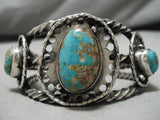 One Of The Best Earlier Coiled Vintage Native American Navajo Turquoise Sterling Silver Bracelet-Nativo Arts