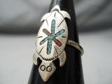 Wonderful Vintage Native American Navajo Turquoise Sterling Silver Turtle Ring Old-Nativo Arts