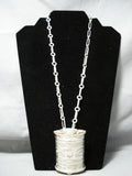 Rare Heavy Trinket Box Native American Navajo Turquoise Sterling Silver Necklace-Nativo Arts