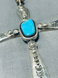 Important Vintage Native American Navajo Ben Begaye (d) Turquoise Cross Sterling Silver Necklace-Nativo Arts