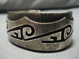 Intrivate Chisels!! Vintage Hopi Native American Navajo Sterling Silver Hand Wrought Bracelet-Nativo Arts