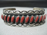 Amazing Vintage Native American Navajo Slanted Sterling Silver Bracelet Old-Nativo Arts