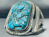 Native American Most Intricate Horse Turquoise Sterling Silver Bracelet Cuff-Nativo Arts