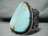 One Of The Biggest Best Bearr Bracelet Native American Navajo Turquoise Sterling Silver Bracelet-Nativo Arts