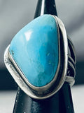 Important Native American Navajo Tommy Jackson Turquoise Sterling Silver Ring-Nativo Arts