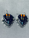 Extreme Intricacy Native American Navajo Space Turquoise Sterling Silver Earrings-Nativo Arts
