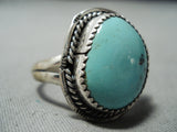 Amazing Vintage Native American Navajo Sleeping Beauty Turquoise Sterling Silver Ring-Nativo Arts