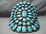 Tremendous Vintage Native American Navajo Turquoise Cluster Sterling Silver Bracelet-Nativo Arts
