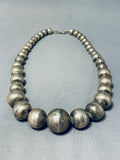 Awesome Vintage Native American Navajo Huge Sterling Silver Pillow Beads Necklace-Nativo Arts
