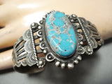 Earlier Vintage Native American Navajo #8 Turquoise Sterling Silver Bracelet-Nativo Arts
