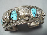 Signed Vintage Native American Navajo Turquoise Sterling Silver Native American Navajo Bracelet-Nativo Arts
