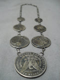 Magnificent Old Coin Sterling Silver Graduating Necklace-Nativo Arts