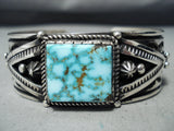 Authentic Albert Jake Native American Navajo High Grade Turquoise Sterling Silver Bracelet-Nativo Arts