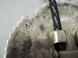 Important Mary Morgan Vintage Native American Navajo Intricate Sterling Silver Bolo Tie-Nativo Arts