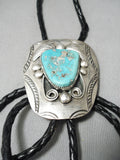 Natural Turquoise Detailed Vintage Native American Navajo Sterling Silver Bolo Tie Old-Nativo Arts