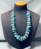308 Gram Mind Blowing Native American Navajo Turquoise Nugget Sterling Silver Tube Necklace-Nativo Arts