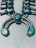 Womens Vintage Native American Navajo Spider Turquoise Sterling Silver Squash Blossom Necklace-Nativo Arts