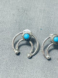 Pretty Native American Navajo Turquoise Sterling Silver Naja Earrings-Nativo Arts