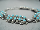 Signed Snake Eyes Turquoise Vintage Native American Zuni Sterling Silver Link Bracelet-Nativo Arts