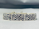 Important Hand Carved Cal Begay Sterling Silver Vintage Bracelet-Nativo Arts
