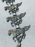 Native American Galloping Horse Vintage Southwest Sterling Silver Necklace-Nativo Arts
