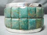Monster Native American Rectangular Green Turquoise Sterling Silver Bracelet-Nativo Arts