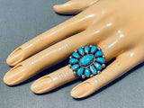 Je Wilson Vintage Native American Navajo Turquoise Sterling Silver Ring Signed-Nativo Arts
