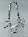 Symbolic River Of Life Vintage Native American Navajo Sterling Silver Tube Necklace-Nativo Arts