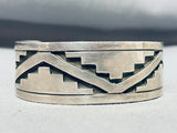 Immense Native American Navajo Sterling Silver Geometric Designs Heavy Bracelet-Nativo Arts