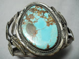 Museum Vintage Native American Navajo Royston Turquoise Leaf Galore Sterling Silver Bracelet Old-Nativo Arts