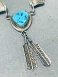 Incredible Vintage Native American Navajo Morenci Turquoise Sterling Silver Necklace-Nativo Arts