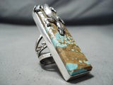One Of The Biggest Native American #8 Turquoise Sterling Silver Lizard Ring-Nativo Arts