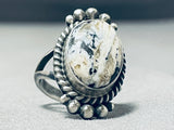 Amazing Native American Navajo White Buffalo Turquoise Sterling Silver Ring-Nativo Arts