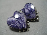 Best Vintage Navajo Charoite Sterling Silver Native American Earrings-Nativo Arts