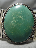 Early 1900's Vintage Native American Navajo Green Turquoise Sterling Silver Bracelet Old-Nativo Arts