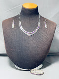 One Of The Best Vintage Native American Navajo Sugulite Sterling Silver Inlay Necklace Set-Nativo Arts